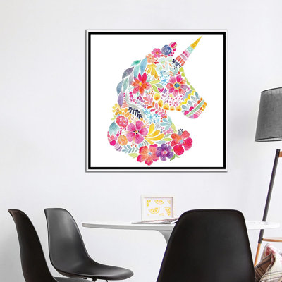 " Floral Silhouette: Unicorn " Watercolor Print