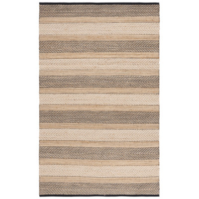 Tapis naturel / noir en jute et coton tissés à la main Natural Fiber 329