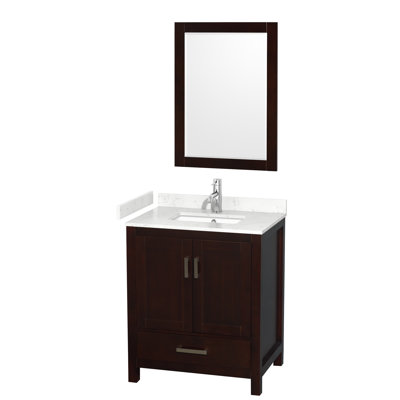 Sheffield 30" Freestanding Single Bathroom Vanity with Cultured Marble Top with 24" Mirror