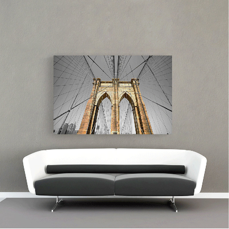 Le pont de Brooklyn en noir - reproduction de photo sur toile tendue