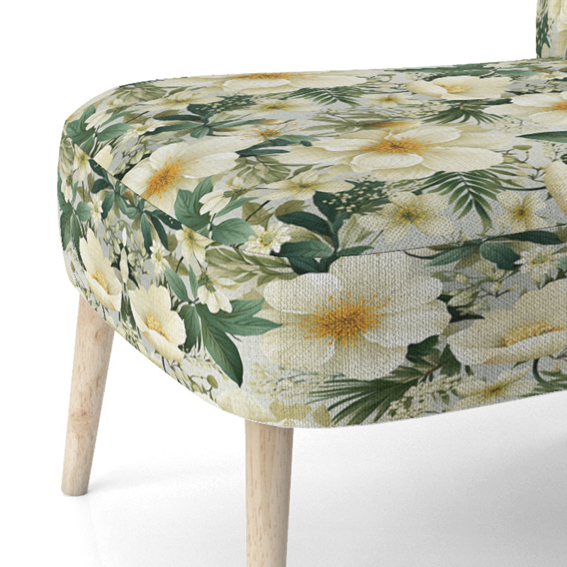 Chaise d'appoint rembourrée Boho Botanical Oasis Palm III