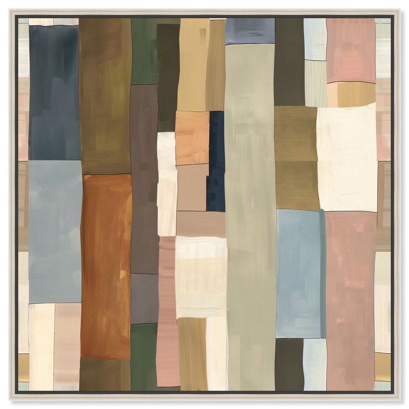 Woven Earthscape Canvas Abstract Print by Oliver Gal, Black Frame, 12 x 12, 21"H x 21"W, Silver Frame