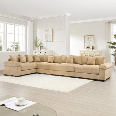 Canapé modulaire surdimensionné surdimensionné en nuage, canapé-lit modulaire convertible avec accoudoirs très larges, 18 coussins décoratifs en velours côtelé de qualité supérieure, conception ergonomique, assemblage facile, pour étude