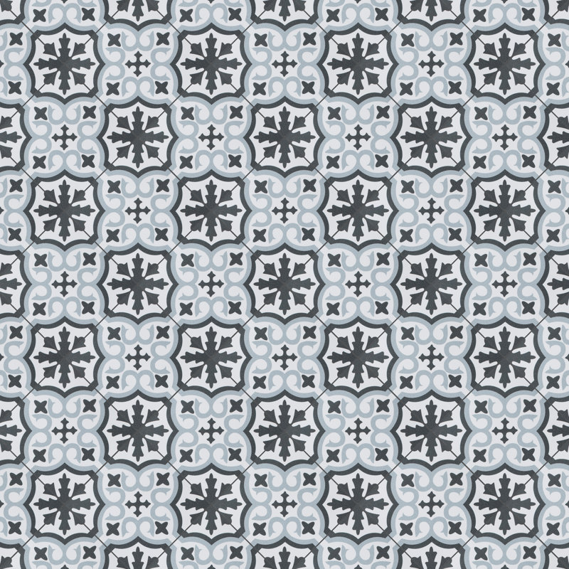 Berkeley 18" x 18" Porcelain Wall & Floor Tile, Blue/White