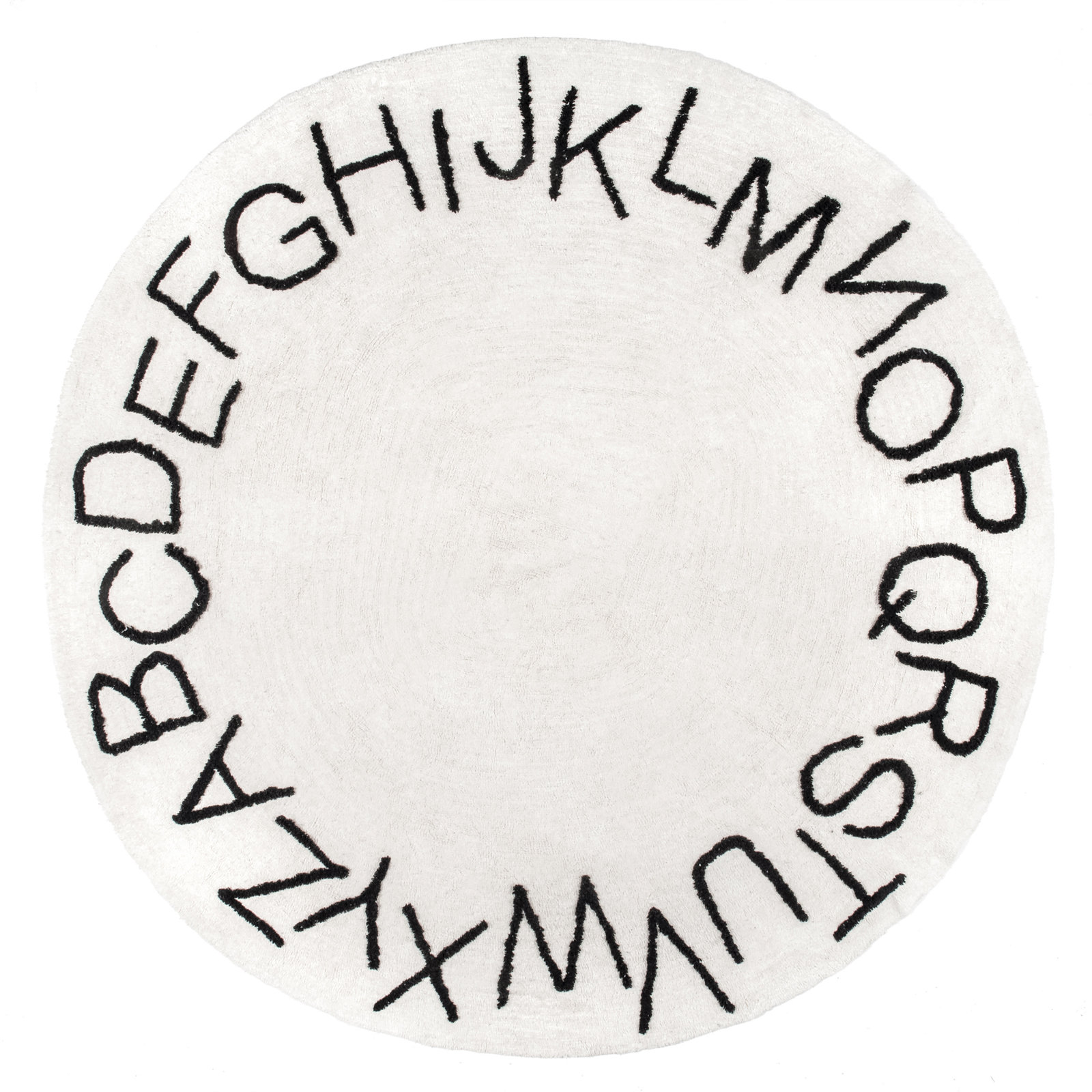 Alphabet SpinCleanhable Rug, Round 6'