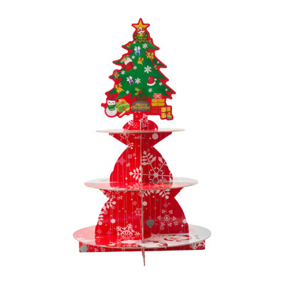 3-Tier Christmas Tree Cardboard Cupcake Display Stand
