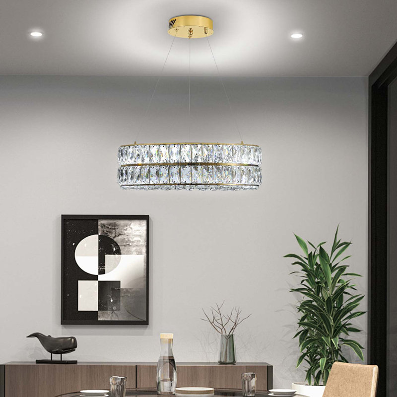 Luminaire suspendu en cristal 15,7 pouces à DEL 