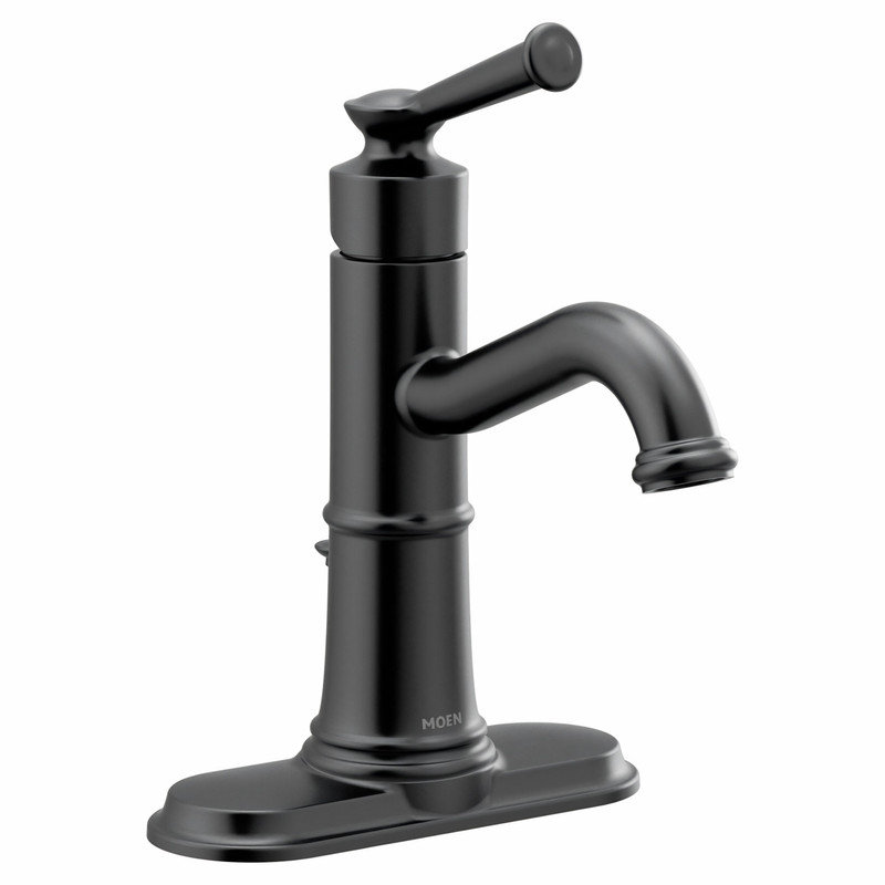 Robinet de salle de bain monotrou avec drain Belfield, Noir mat
