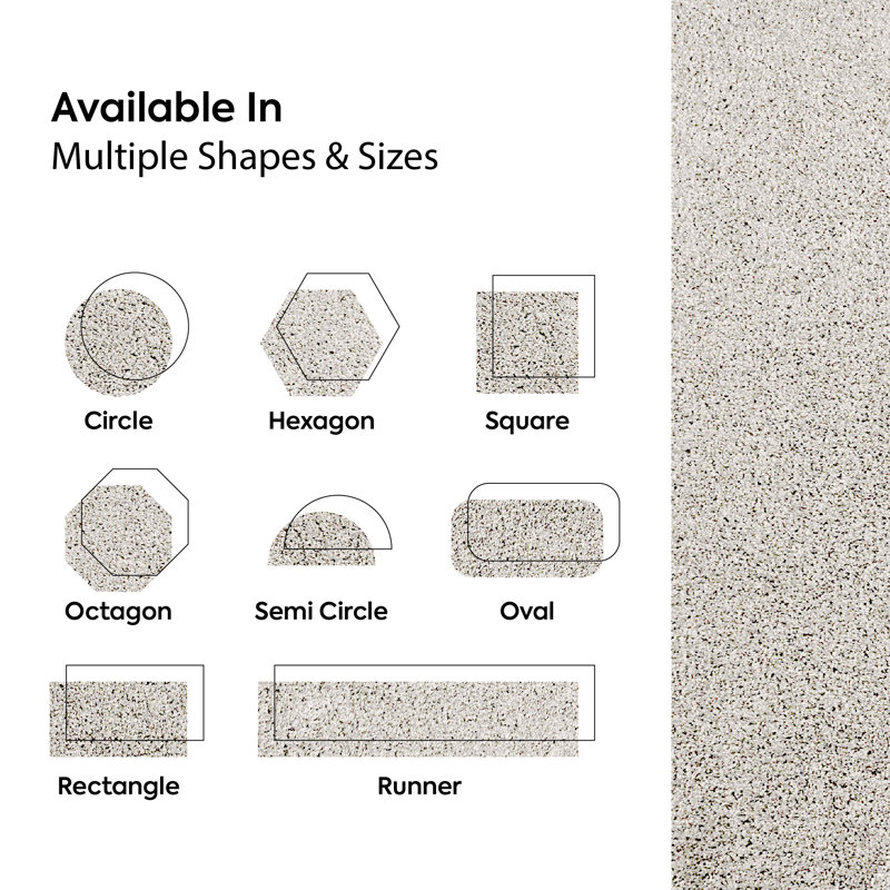 Modern Plush Pet and Kids Friendly Solid Color Off White Area Rugs, Stain & Fade Resistance, Perfect for Living Room, Dining Room, Bedroom, Playroom and Kidsroom, Event, Wedding, Amberlyn Binded Rug