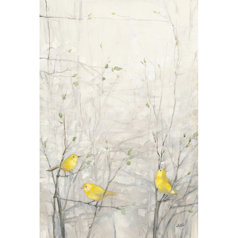 " Birds In Trees I ", 12" H x 8" W, No, Maple Floater Framed