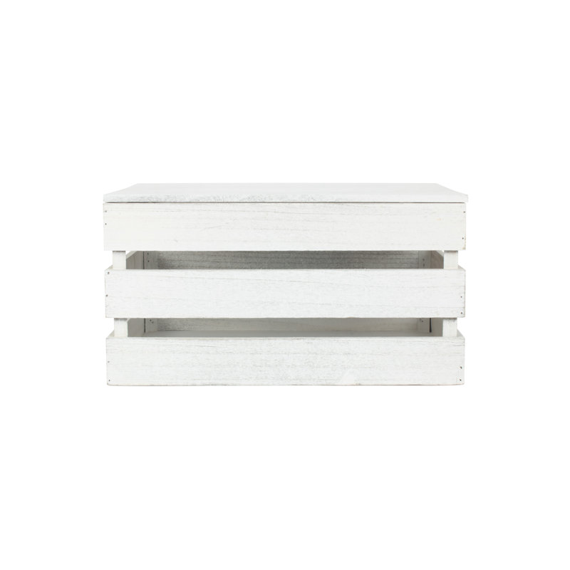 Slatted Wooden Storage Box, 19.5cm H x 30cm W x 40cm D, Natural