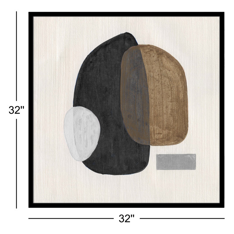 Inola Neutral Stones III Wall Art, 32" H x 32" W, Black