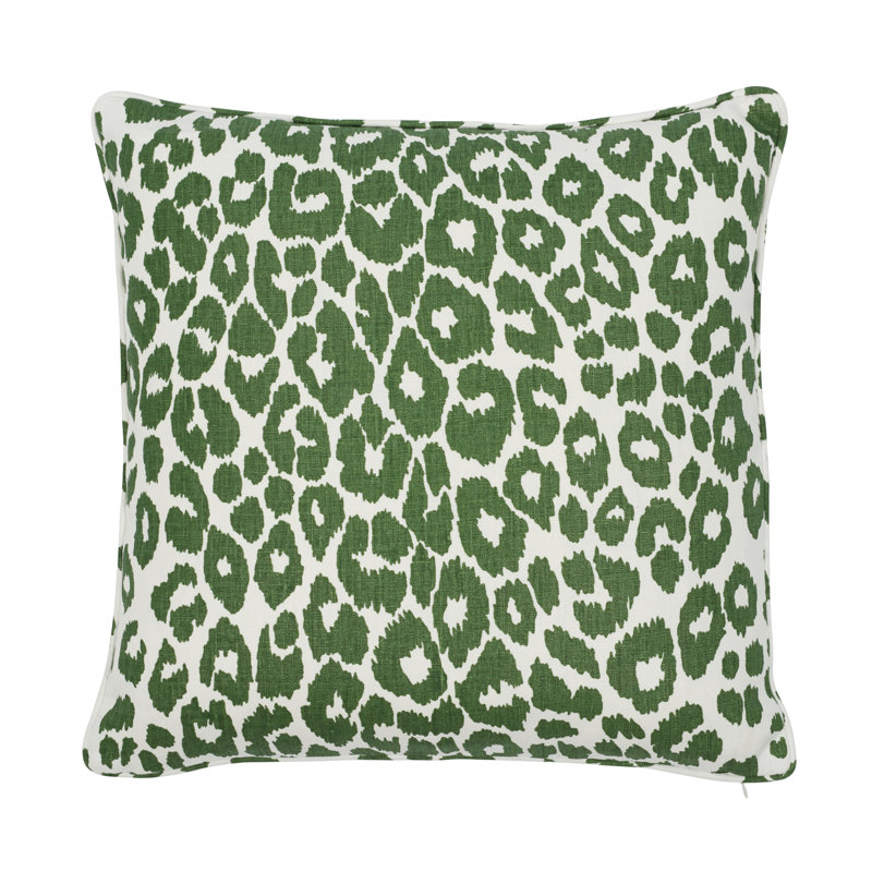 Iconic Leopard Pillow, 18" x 18", Green
