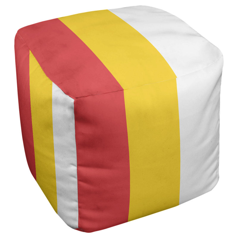 Repose-pieds cube rayures maryland, Rouge / jaune / blanc