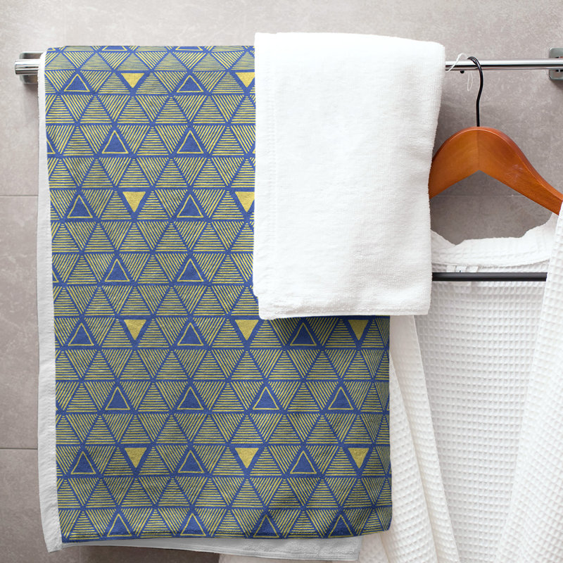 Serviette de bain Classic, Jaune foncé / bleu foncé