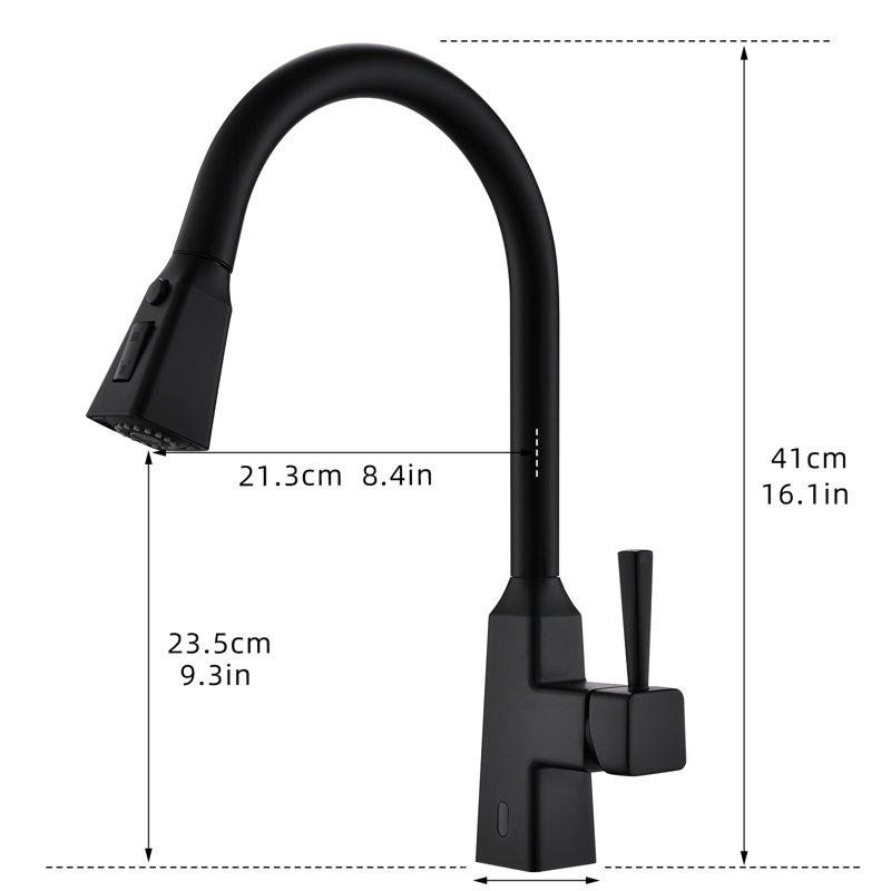 Robinet d'évier de cuisine automatique automatique - Capteur de mouvement de remplissage en céramique de style moderne noir sans contact tactile activé pour des flux de travail hygiéniques et simples