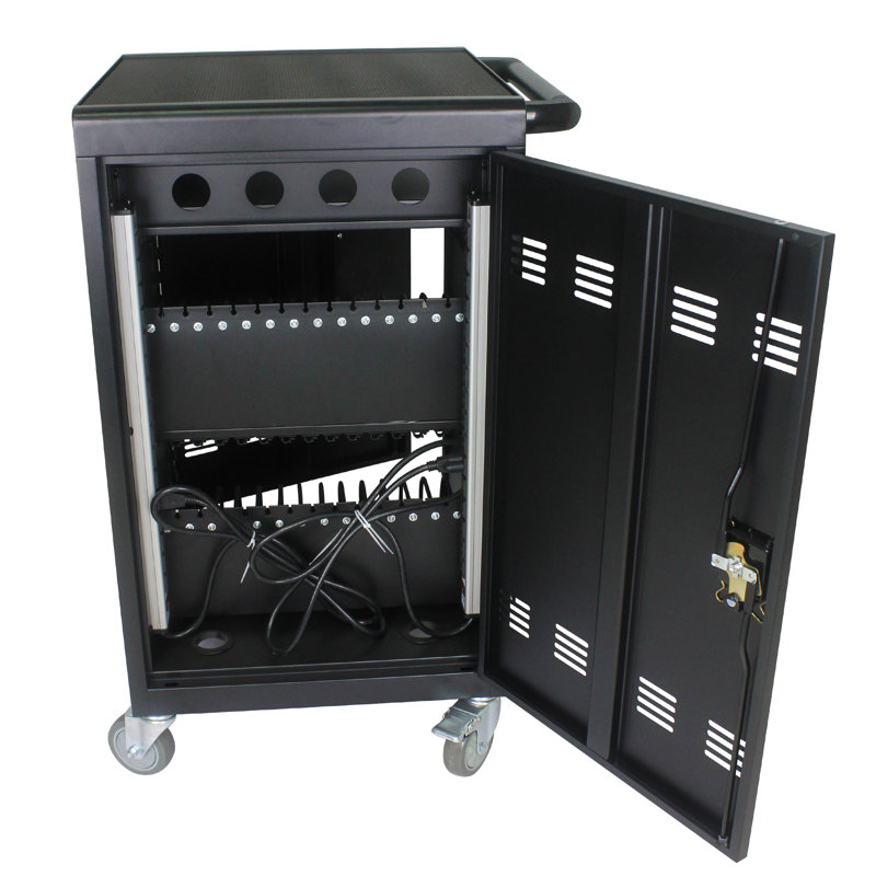 Chariot de chargement mobile et armoire pour tablettes 35 ordinateurs portables, Noir