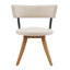 Chaises de salle à manger rembourrées avec dossier incurvé, tissu blanc et base en bois d'hévéa naturel, ensemble de 2-251087820