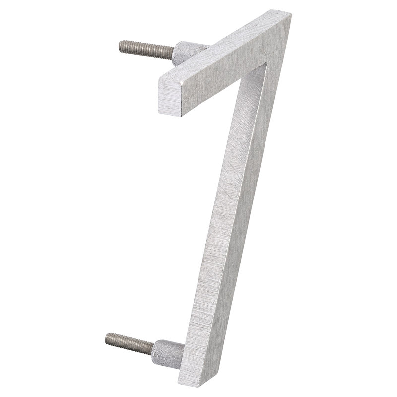 l 4 pi 5 po x Numéro de maison à fixation flottante, Aluminium poli, 7
