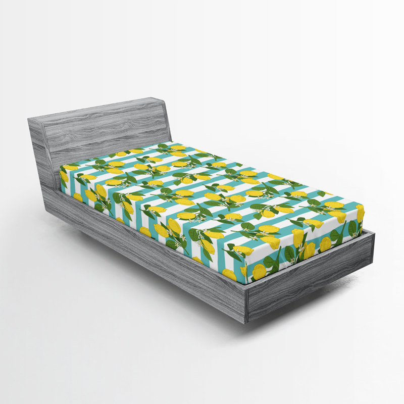 Ensemble de 2 draps-housse Ambesonne Lemons, Drap-housse simple très long