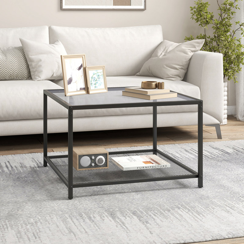 Sabreena Glass Top Coffee Table, Gray