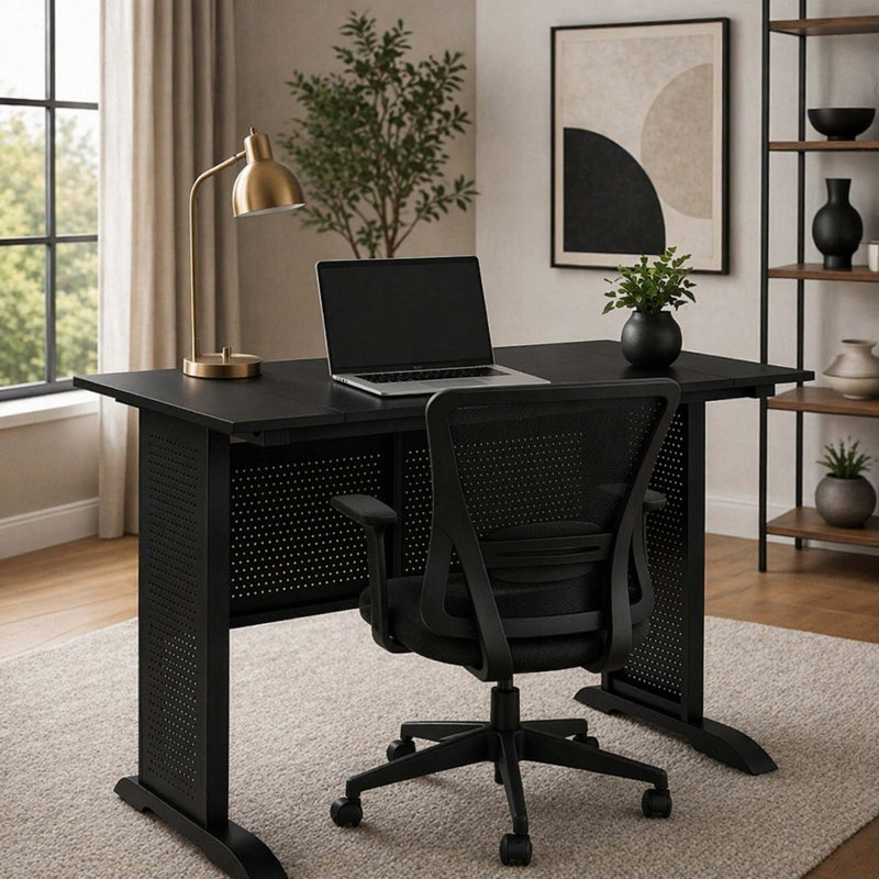 Bureau d'ordinateur, bureau de 47 pouces, bureau d'écriture pour bureau personnel, bureau, bureau simple moderne, cadre en métal noir
