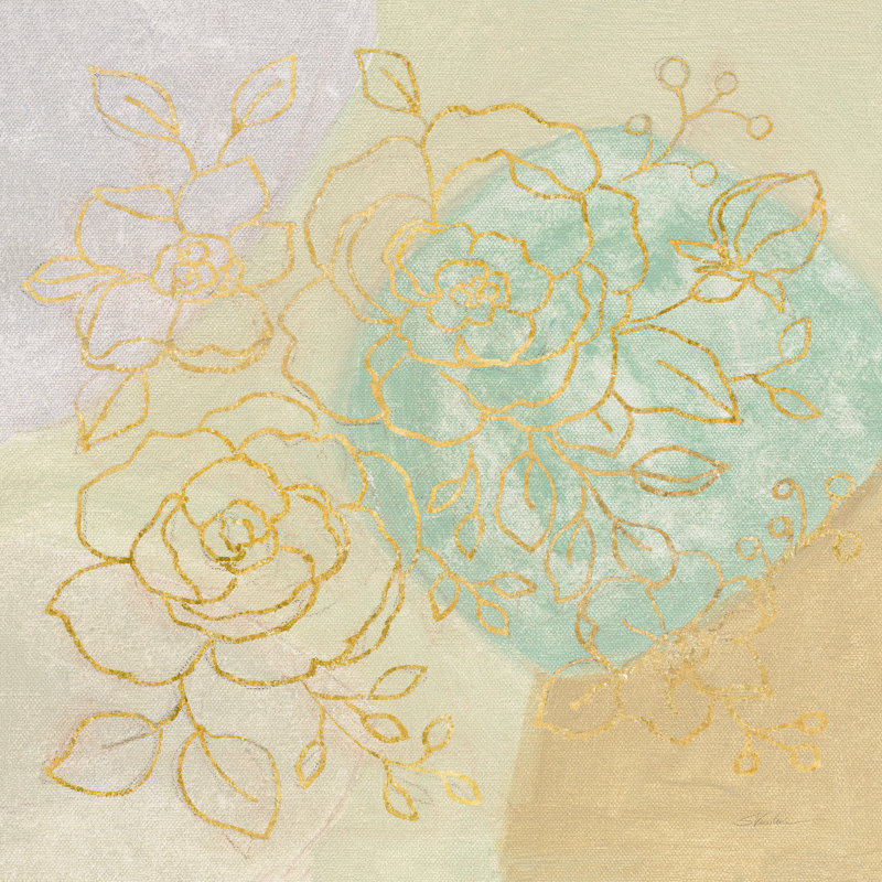 Mid Mod Sophisticated Floral II by Silvia Vassileva - Wrapped Canvas Painting, 91cm H x 91cm W x 3.8cm D