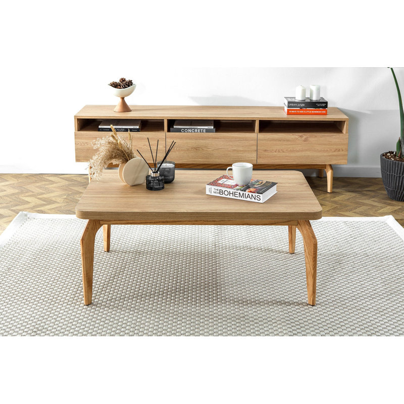 Handcrafted Solid Teak Coffee Table with Natural Finish