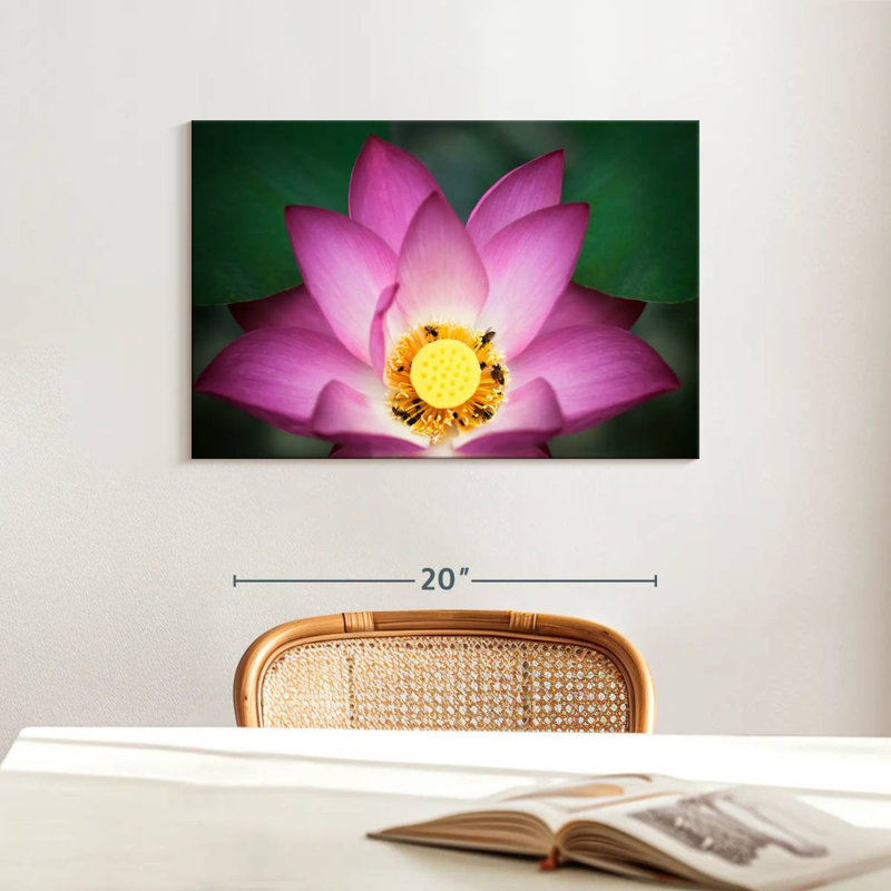 Harnek Bees On Lotus, 16" H x 24" W