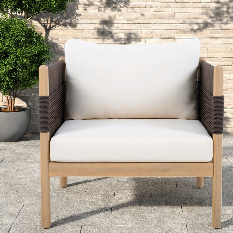 Comfort Patio Lounge Chairs, Acacia Wood Rope Weave, Modern Home Patio