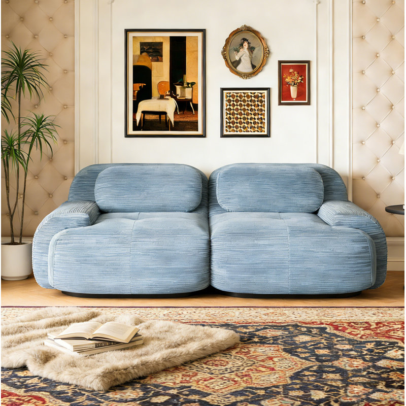 Canapé surdimensionné de 82 po avec revêtement, Bleu