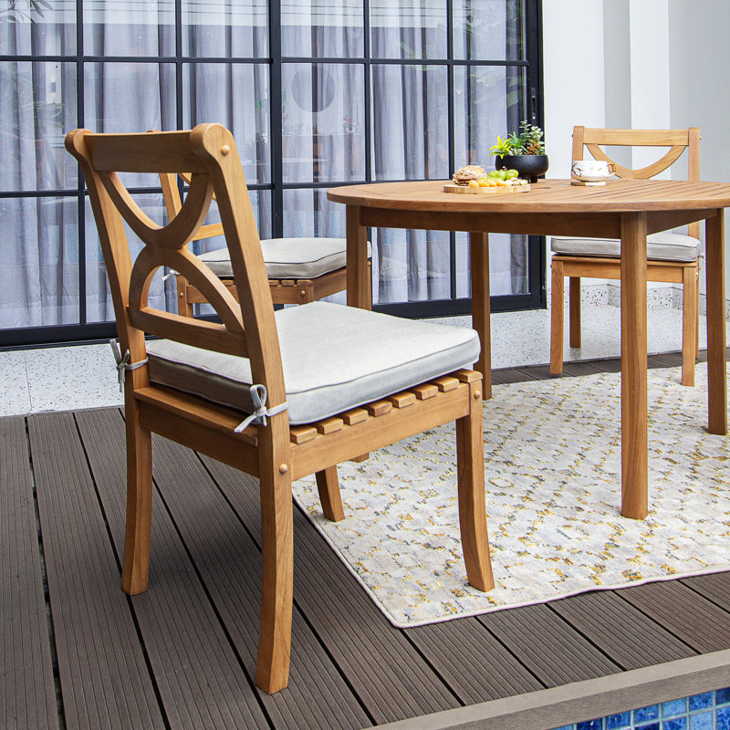 Robinson 4 - Person Teak Outdoor Round Dining Set With Cushions