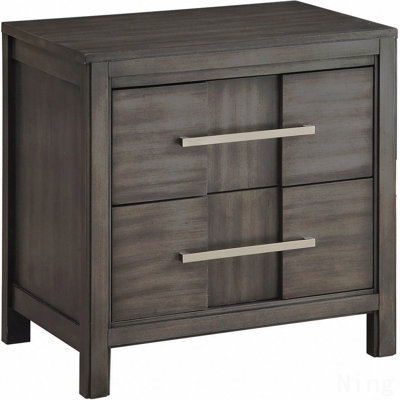 Transitional 1Pc Nightstand Gray Color English Dovetail Drawer Construction Bedside Table (Nightstand) Bedroom