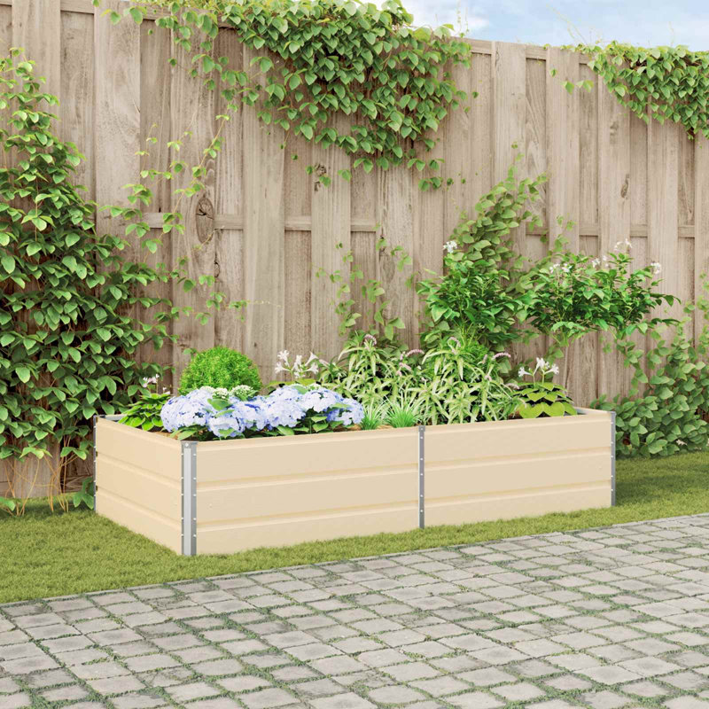 Planter Galvanised Steel, 45cm H x 195cm W x 100cm D, Ivory