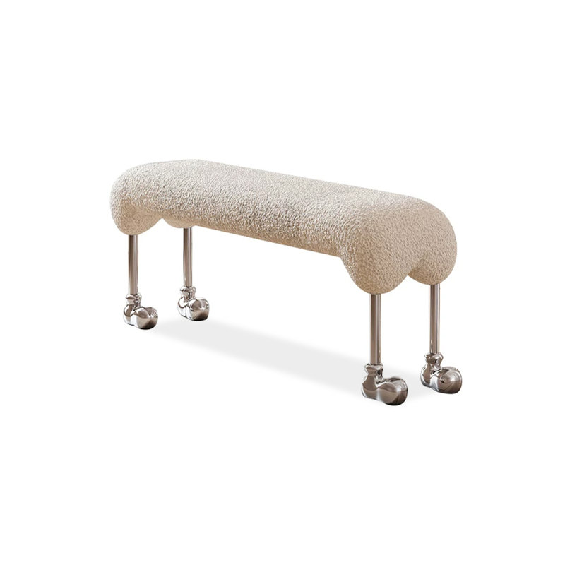 Banc rembourré en acier inoxydable Modern, Beige
