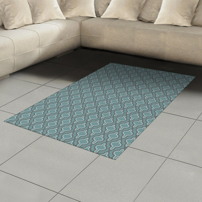 Tapis décoratif à longues fibres en polyester à haute densité turquoise, Rectangle— 4 pi x 5 pi 8 po