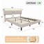 EU Sizes Linen Bed Frame with Storage Headboard & USB Ports, Smart Upholstered Platform Bed with App RGB LED, Beige & Grey, 90/140/160x200cm-134512222-134512223