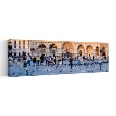 Tourists In Front Of A Cathedral, St. Mark's Basilica, Piazza San Marco, Venice, Italy Contemporary Bird Wall Art
