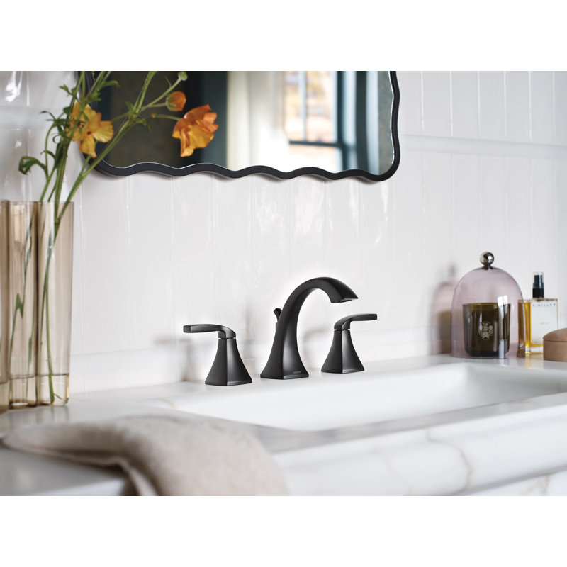 Moen Voss Two Handle 8 in. Widespread Bathroom Faucet Trim Kit, Valve Required, Matte Black