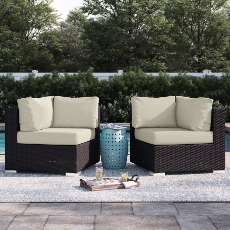 Convene Wicker Rattan Outdoor Patio Sectional Sofa Corner Seat, Beige