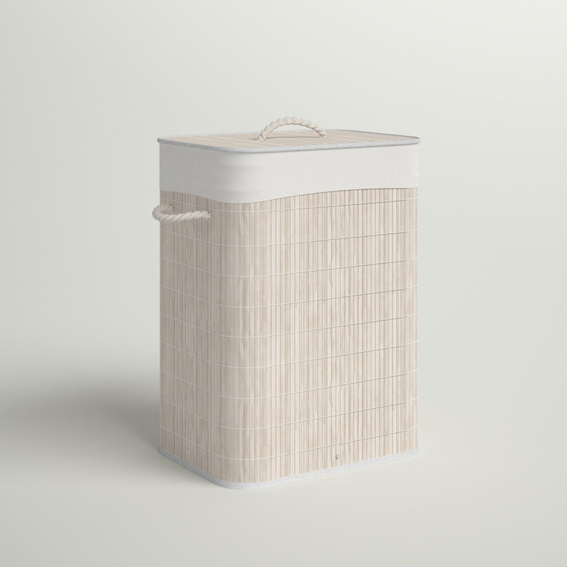 Bamboo Laundry Hamper with Handles, Ivory