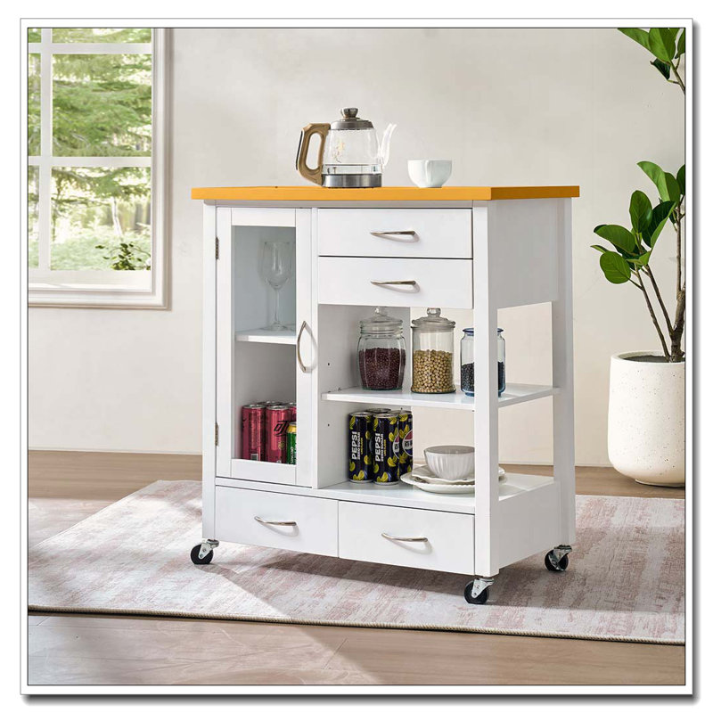 Chariot pour îlot de cuisine 31 "avec armoire vitrée