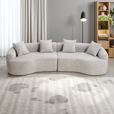 Canapé modulaire incurvé à pleine compression incurvé, canapé modulaire 30D pour appartement et salon, L 110 lb, fermeté 60 avec 4 coussins
