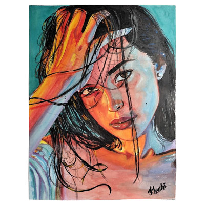 Portrait de femme lumineuse | Acrylique sur toile | Par Khush Sahani