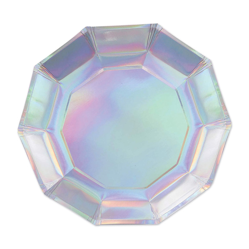 Assiettes décoratives iridescentes - paquet de 12, H 7,50 po x l 7 po x P 0,50 po