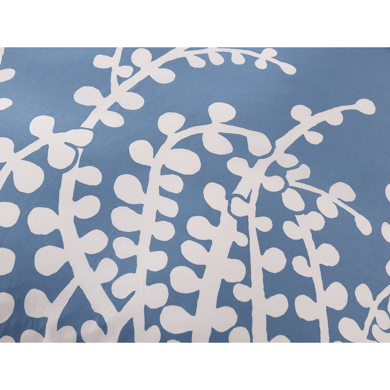Ensemble de housse de couette réversible Branches, Housse de couette double / grande et 2 taies déco, Bleu