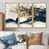 Toile avec cadre flottant or