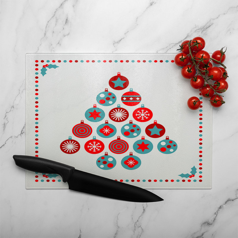 Seasonal Christmas Dining Glass Chopping Board