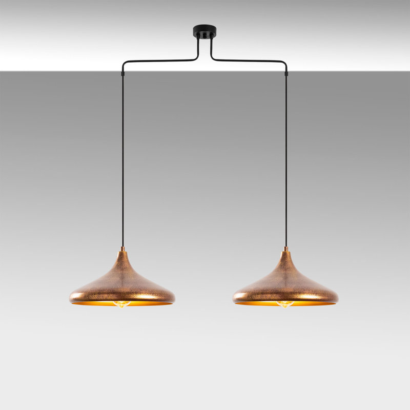 Modern Patina Chandelier, 2-Light Fixture, 39.4 x 13.8 x 51.6 inches | Metal Body with Adjustable Height, IP20 Rated, 12-inch Base Plate, Elegant Scandinavian Design | Ideal for Dining Room & Living Spaces