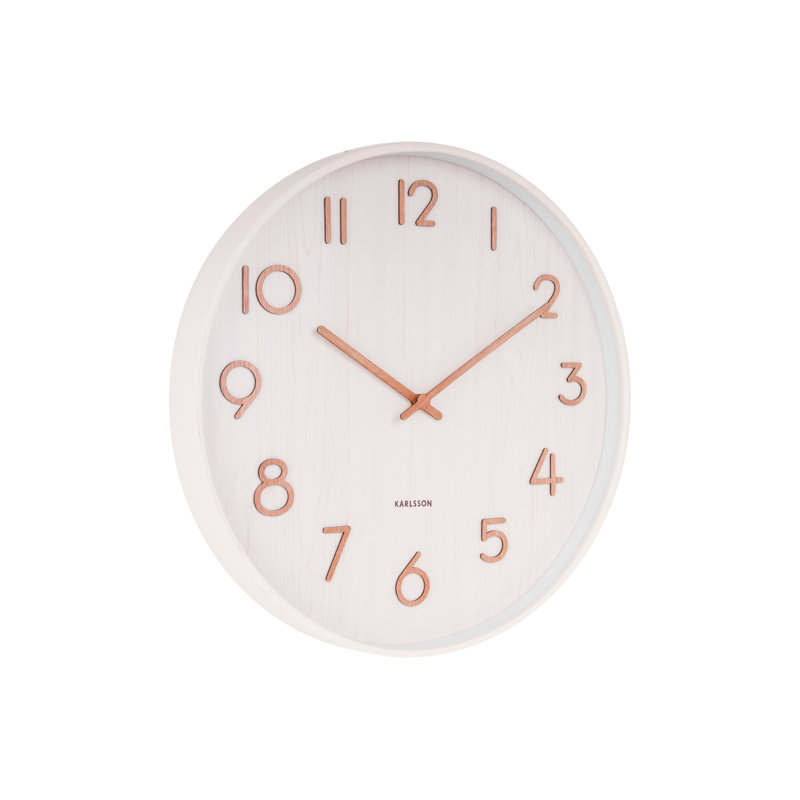 Pure Solid Wood Wall Clock, White, Large